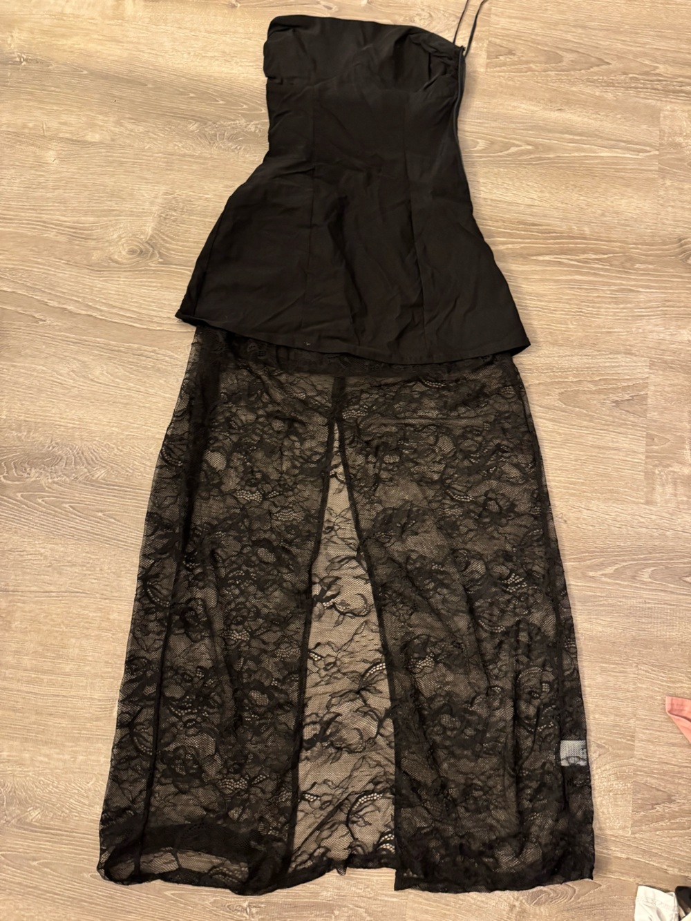 Princess Polly Black Lace Maxi dress with Sheer Overlay